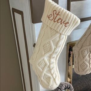 Cream Knit Christmas Stocking